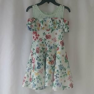 Mint Green cold shoulder flower dress